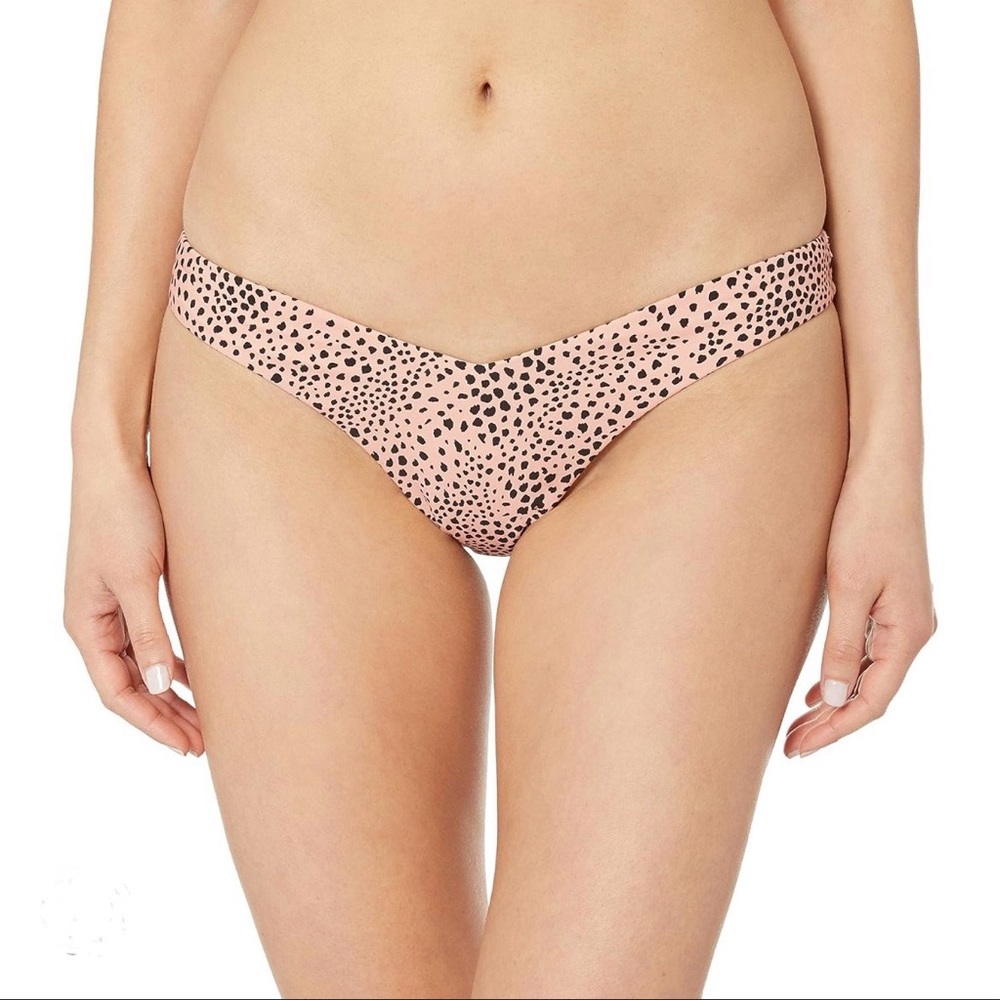 Seafolly Safari Spot V High-cut Black and Pink Bikini Bottom